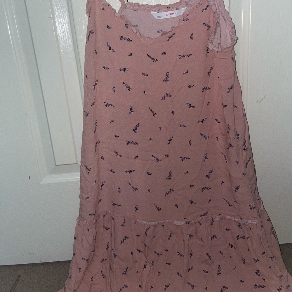 Pale Pink Lavender Print Dress